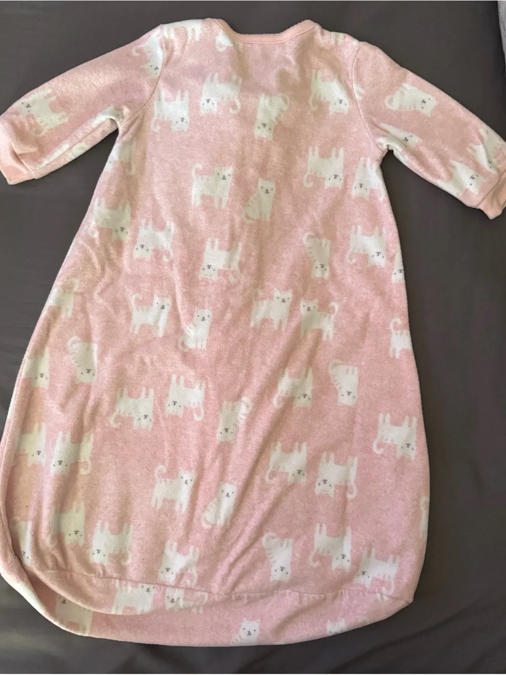 Girls' Pink Cat Print Sleep Sack - Soft Zip-Front Pajama